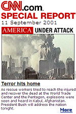 The CNN homepage on September 11, 2001 was preserved by ''The Wayback Machine''.